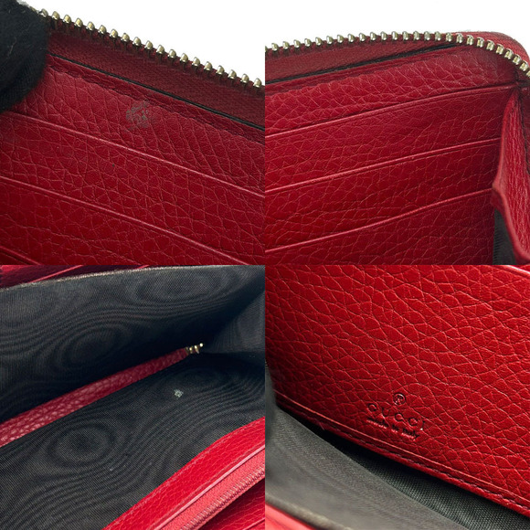Gucci GUCCI Interlocking GG Red Zip Around Wallet Leather Long Wallet 308004 - Picture 8 of 10